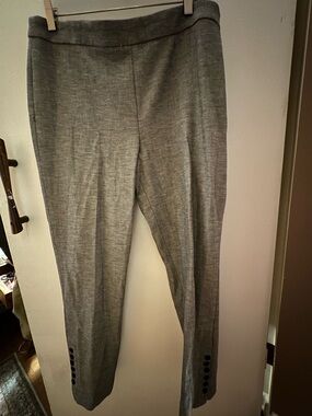 Talbots Gray Straight-Leg Dress Pants with Hem Buttons
